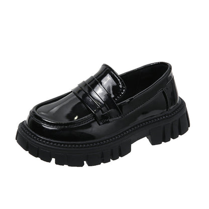 Spring And Autumn Children's English Style Black Thick Sole Single Shoes