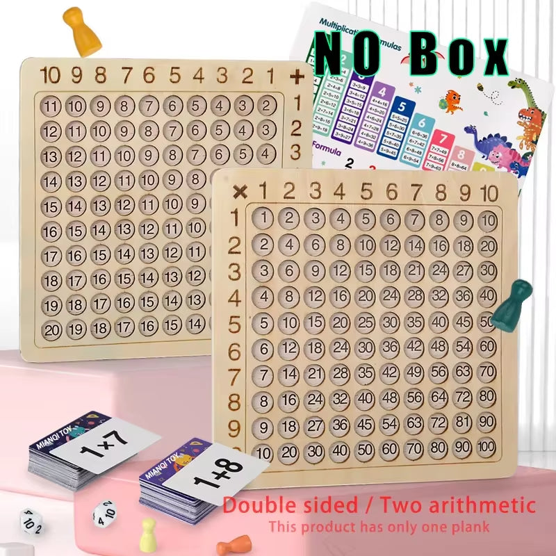 Wooden Montessori Arithmetic Math Board for Kids - Educational Multiplication and Addition Puzzle Toy