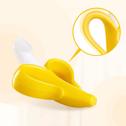 Silicone Toddler Teething Toothbrush with Banana Shape - BPA Free Dental Care Chew Toy