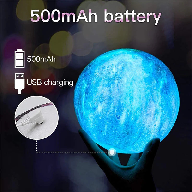 "16-Color LED Moon Lamp with Remote Control - Galaxy Theme, Touch Control, Perfect for Gifting"